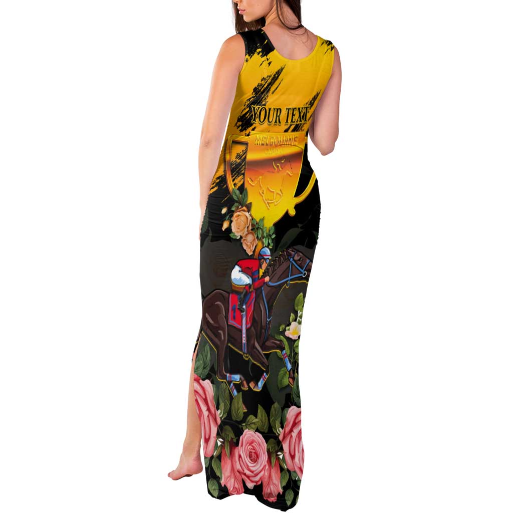 Personalised Australia Melbourne Cup Day Tank Maxi Dress Horse Racing Trophy With Roses LT14