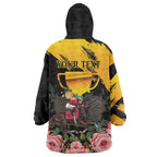 Personalised Australia Melbourne Cup Day Wearable Blanket Hoodie Horse Racing Trophy With Roses LT14