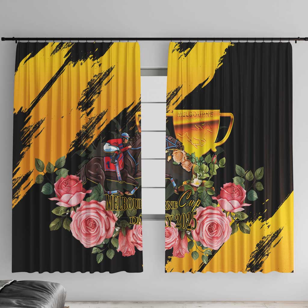 Australia Melbourne Cup Day Window Curtain Horse Racing Trophy With Roses LT14