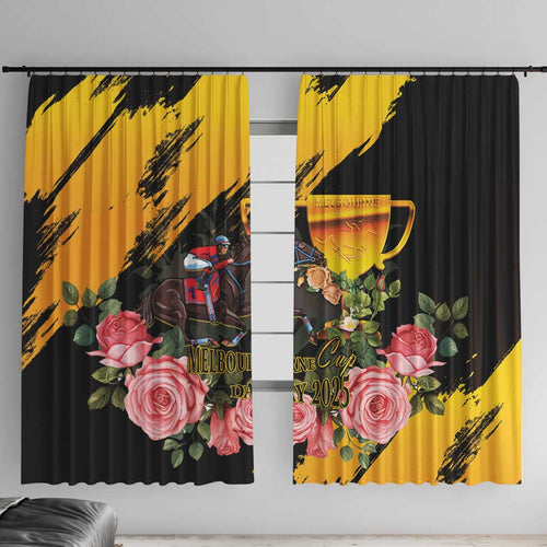 Australia Melbourne Cup Day Window Curtain Horse Racing Trophy With Roses LT14