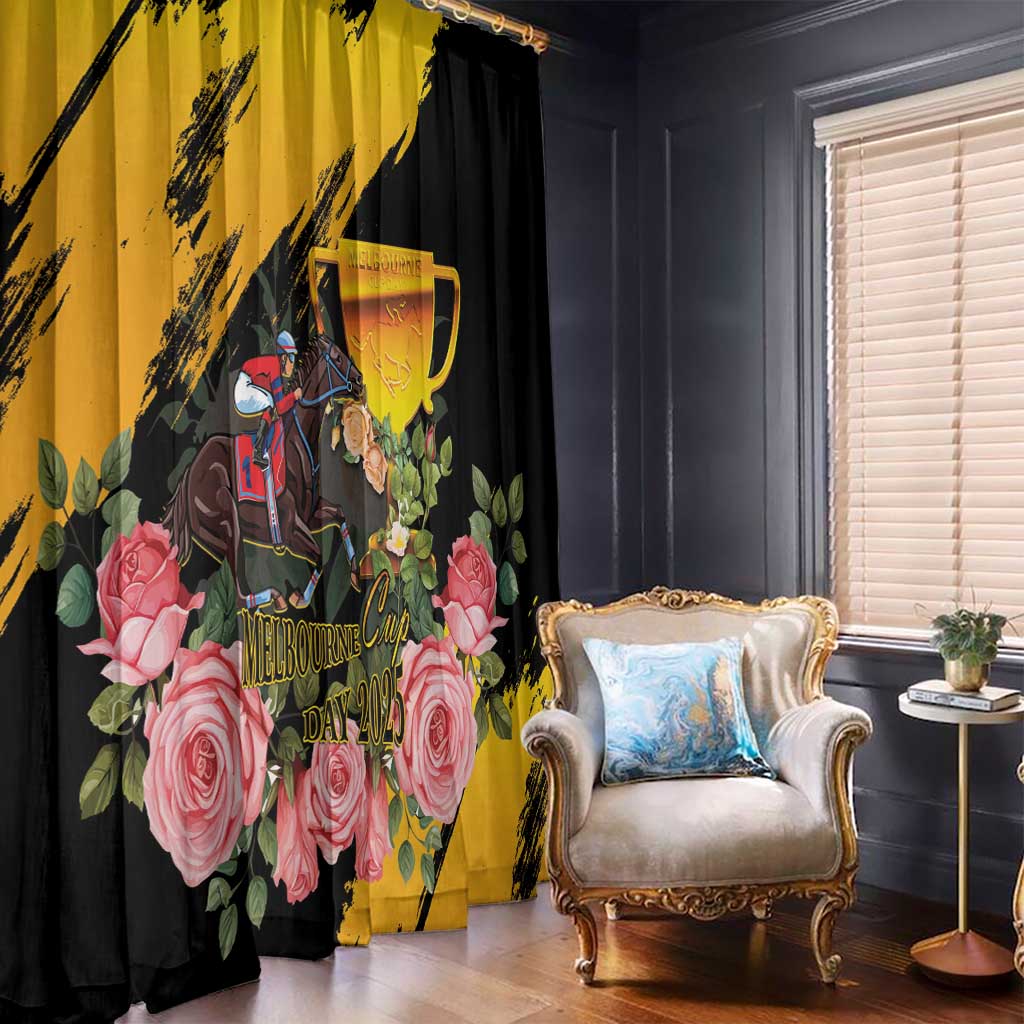 Australia Melbourne Cup Day Window Curtain Horse Racing Trophy With Roses LT14