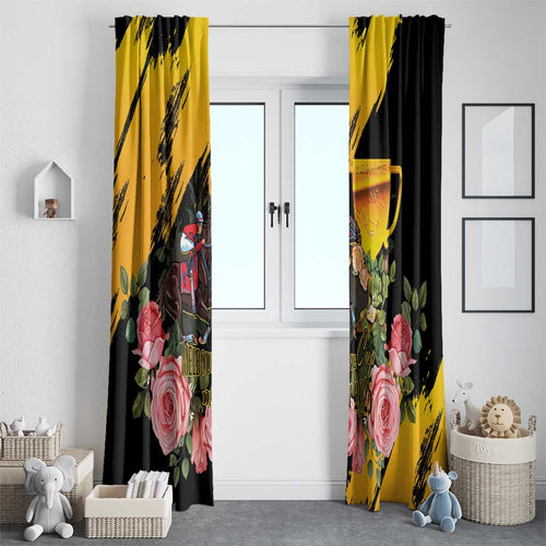 Australia Melbourne Cup Day Window Curtain Horse Racing Trophy With Roses LT14