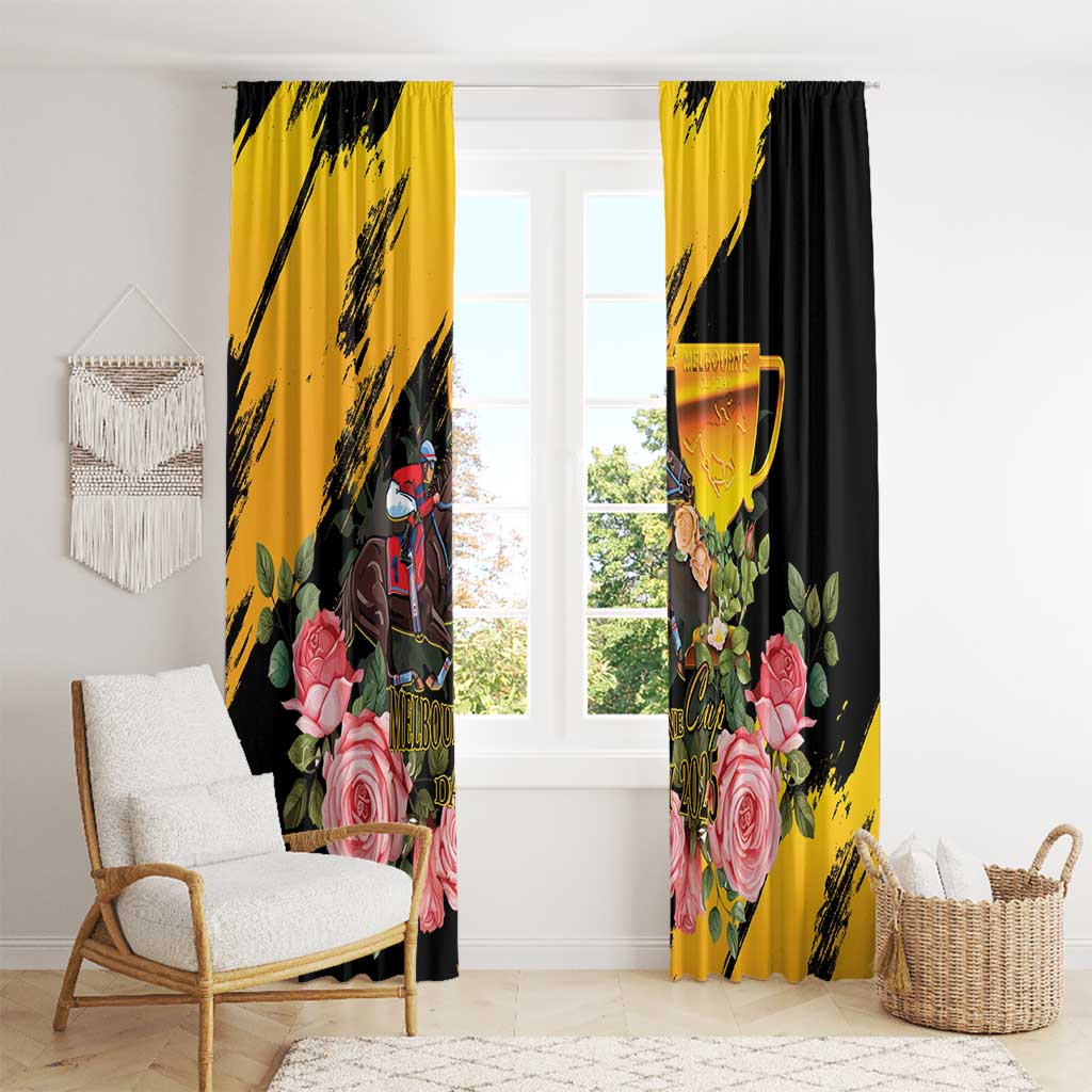 Australia Melbourne Cup Day Window Curtain Horse Racing Trophy With Roses LT14