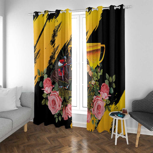 Australia Melbourne Cup Day Window Curtain Horse Racing Trophy With Roses LT14