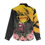 Personalised Australia Melbourne Cup Day Women Casual Shirt Horse Racing Trophy With Roses LT14