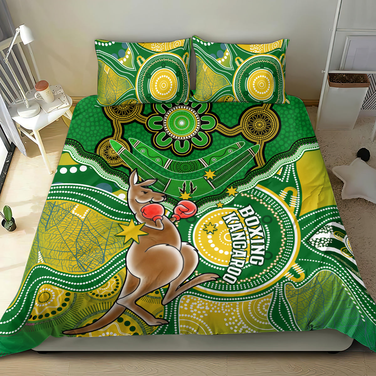 personalised-australia-boxing-kangaroo-bedding-set-aussie-indigenous-art-mix-national-color