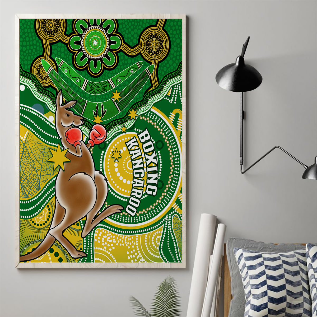 personalised-australia-boxing-kangaroo-canvas-wall-art-aussie-indigenous-art-mix-national-color