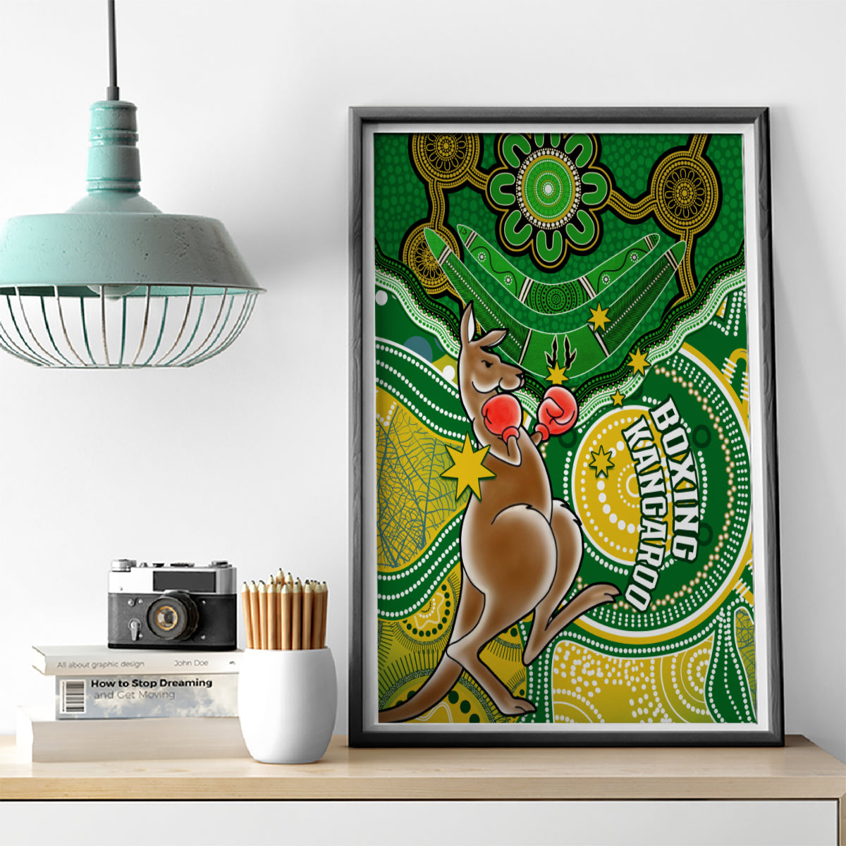 personalised-australia-boxing-kangaroo-canvas-wall-art-aussie-indigenous-art-mix-national-color