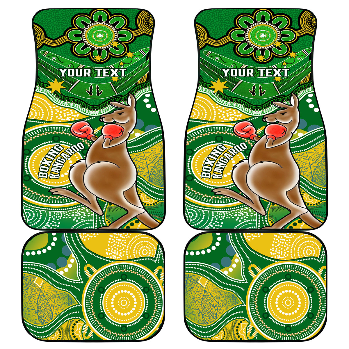 personalised-australia-boxing-kangaroo-car-mats-aussie-indigenous-art-mix-national-color
