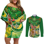 personalised-australia-boxing-kangaroo-couples-matching-off-shoulder-short-dress-and-long-sleeve-button-shirt-aussie-indigenous-art-mix-national-color