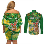 personalised-australia-boxing-kangaroo-couples-matching-off-shoulder-short-dress-and-long-sleeve-button-shirt-aussie-indigenous-art-mix-national-color