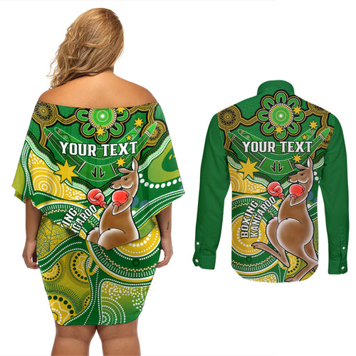 personalised-australia-boxing-kangaroo-couples-matching-off-shoulder-short-dress-and-long-sleeve-button-shirt-aussie-indigenous-art-mix-national-color