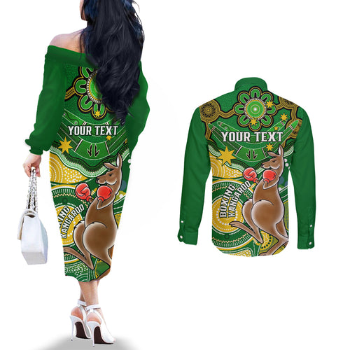 personalised-australia-boxing-kangaroo-couples-matching-off-the-shoulder-long-sleeve-dress-and-long-sleeve-button-shirt-aussie-indigenous-art-mix-national-color