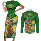 personalised-australia-boxing-kangaroo-couples-matching-short-sleeve-bodycon-dress-and-long-sleeve-button-shirt-aussie-indigenous-art-mix-national-color