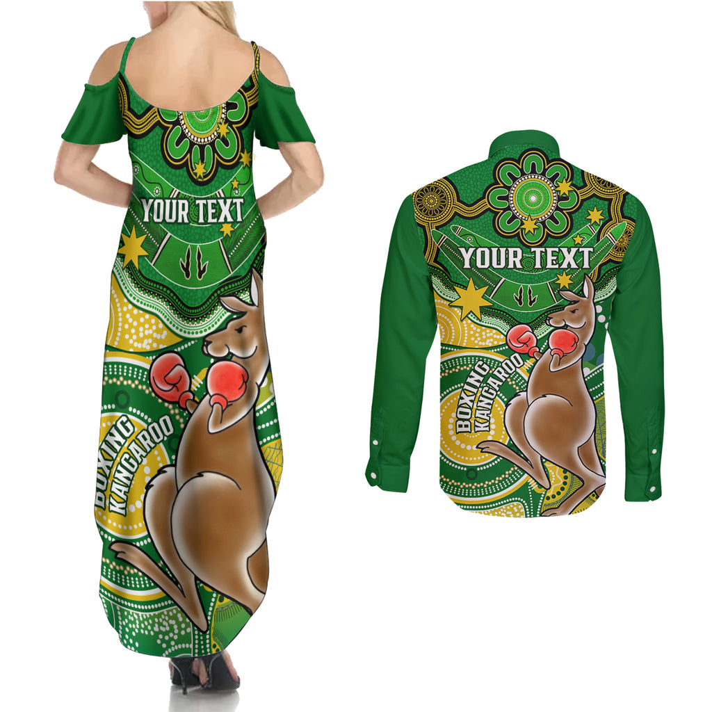 personalised-australia-boxing-kangaroo-couples-matching-summer-maxi-dress-and-long-sleeve-button-shirt-aussie-indigenous-art-mix-national-color