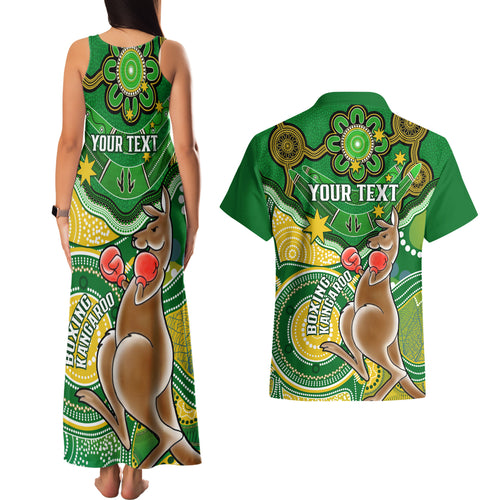 personalised-australia-boxing-kangaroo-couples-matching-tank-maxi-dress-and-hawaiian-shirt-aussie-indigenous-art-mix-national-color