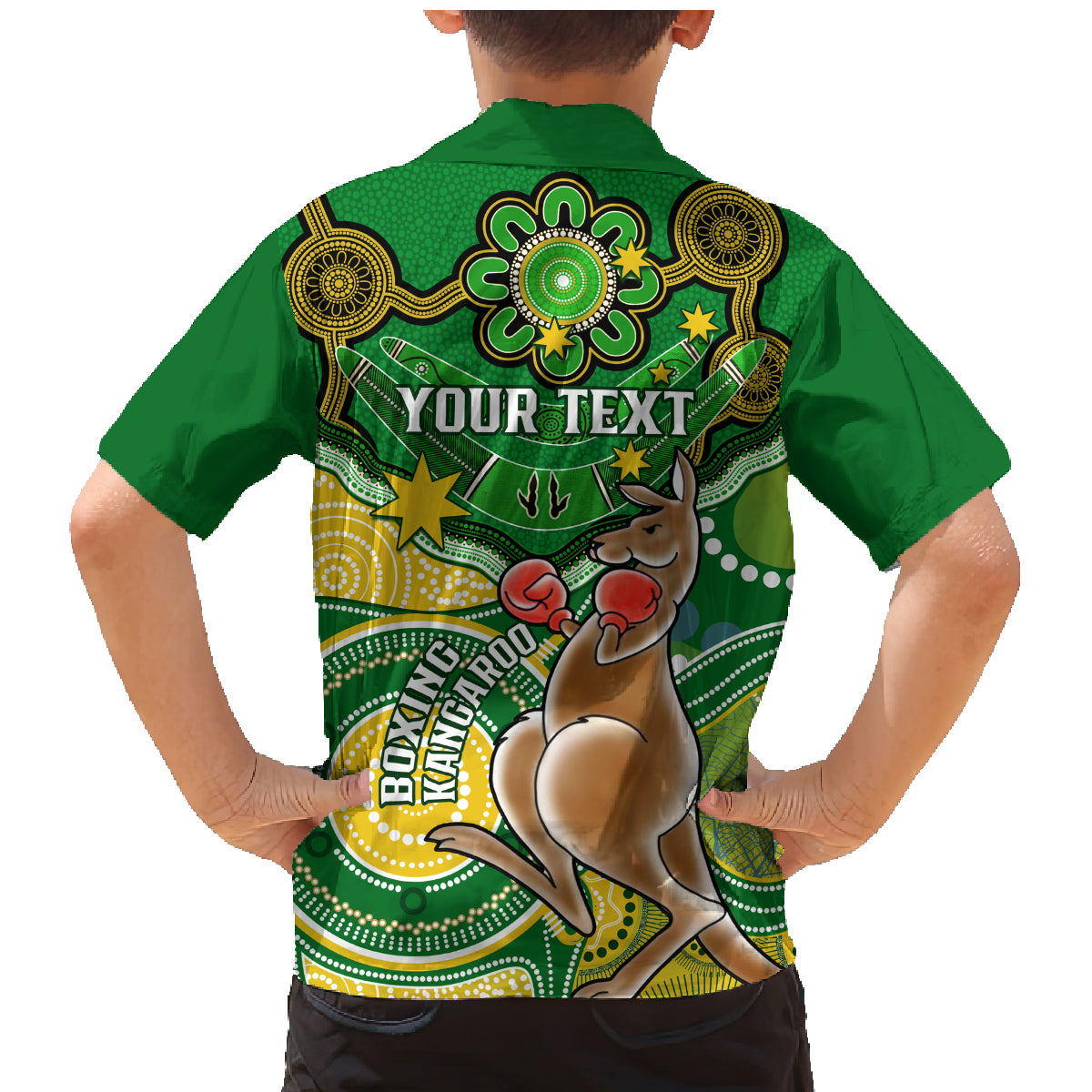 personalised-australia-boxing-kangaroo-family-matching-mermaid-dress-and-hawaiian-shirt-aussie-indigenous-art-mix-national-color