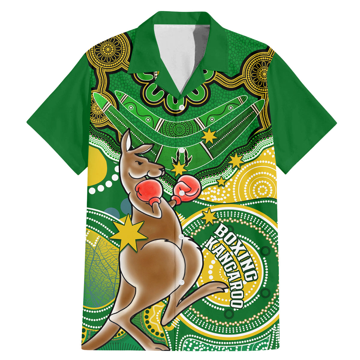 personalised-australia-boxing-kangaroo-family-matching-mermaid-dress-and-hawaiian-shirt-aussie-indigenous-art-mix-national-color