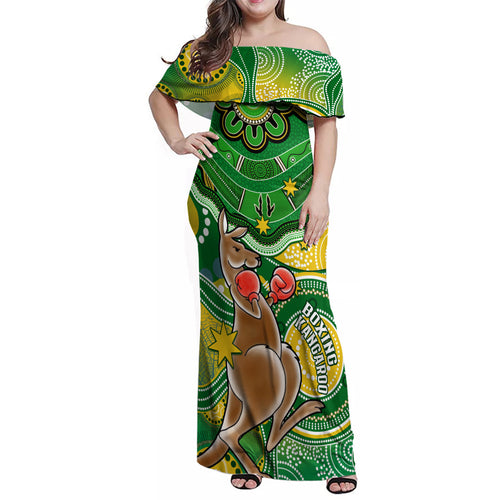 personalised-australia-boxing-kangaroo-family-matching-off-shoulder-maxi-dress-and-hawaiian-shirt-aussie-indigenous-art-mix-national-color