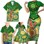 personalised-australia-boxing-kangaroo-family-matching-short-sleeve-bodycon-dress-and-hawaiian-shirt-aussie-indigenous-art-mix-national-color