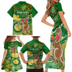 personalised-australia-boxing-kangaroo-family-matching-short-sleeve-bodycon-dress-and-hawaiian-shirt-aussie-indigenous-art-mix-national-color