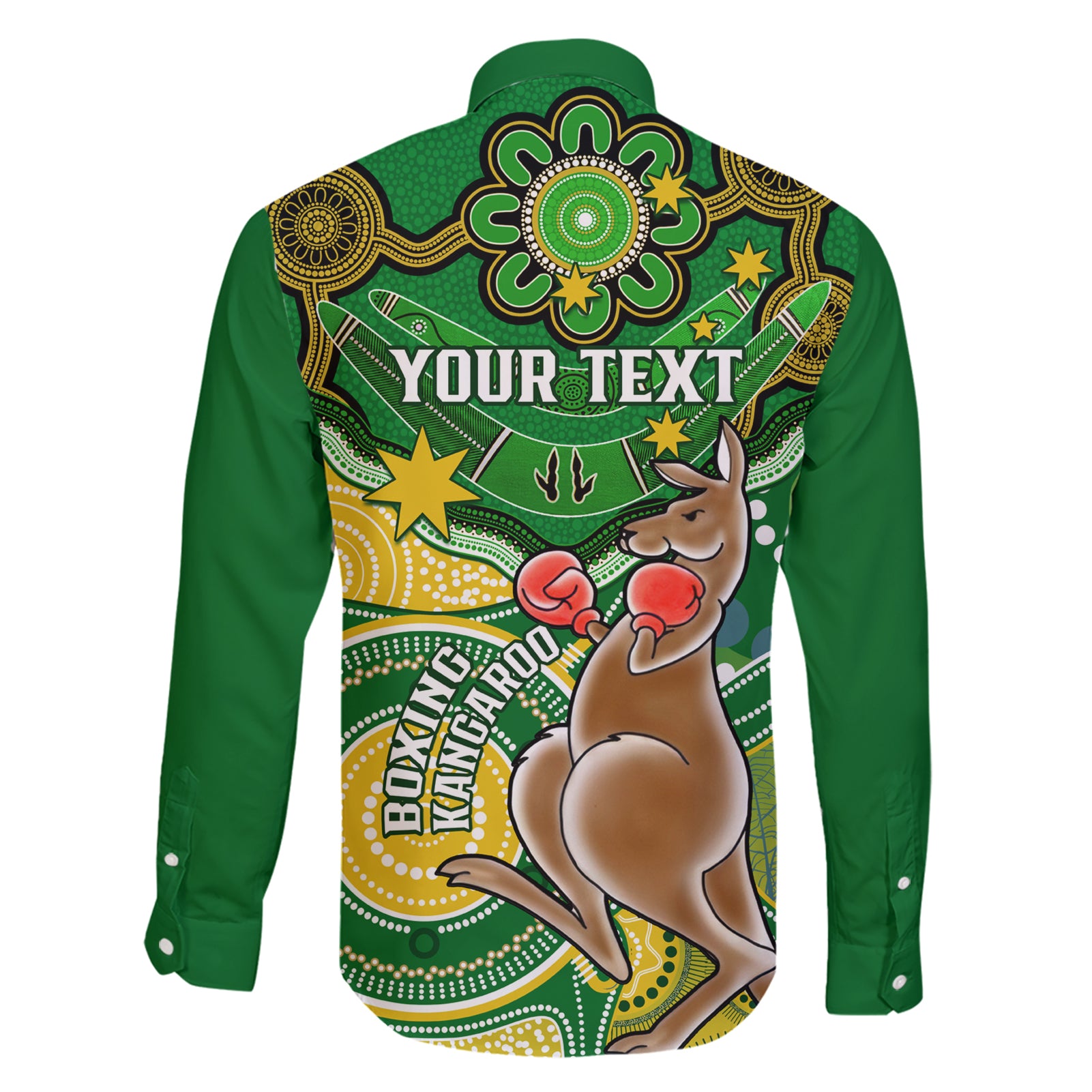 personalised-australia-boxing-kangaroo-family-matching-short-sleeve-bodycon-dress-and-hawaiian-shirt-aussie-indigenous-art-mix-national-color