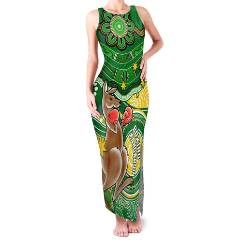 personalised-australia-boxing-kangaroo-family-matching-tank-maxi-dress-and-hawaiian-shirt-aussie-indigenous-art-mix-national-color