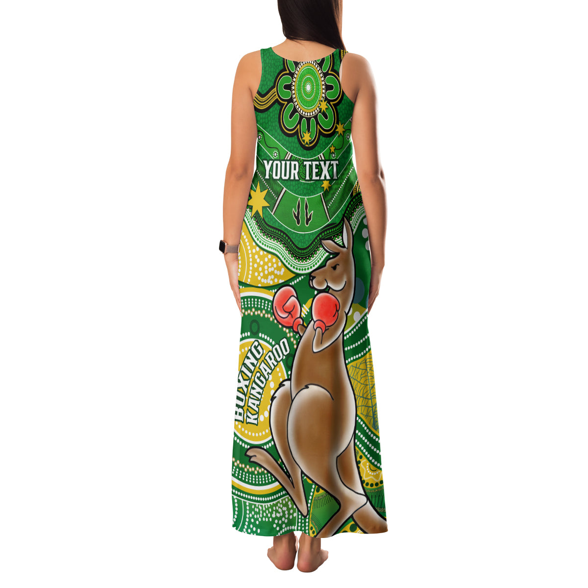 personalised-australia-boxing-kangaroo-family-matching-tank-maxi-dress-and-hawaiian-shirt-aussie-indigenous-art-mix-national-color