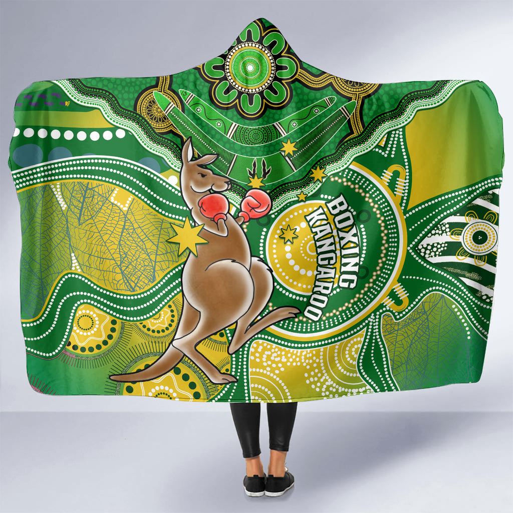 personalised-australia-boxing-kangaroo-hooded-blanket-aussie-indigenous-art-mix-national-color