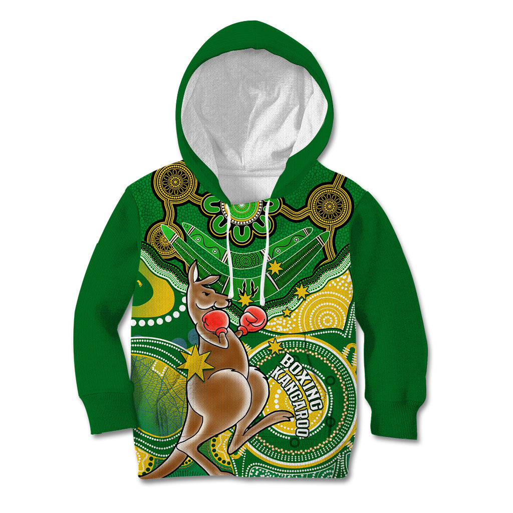 personalised-australia-boxing-kangaroo-kid-hoodie-aussie-indigenous-art-mix-national-color
