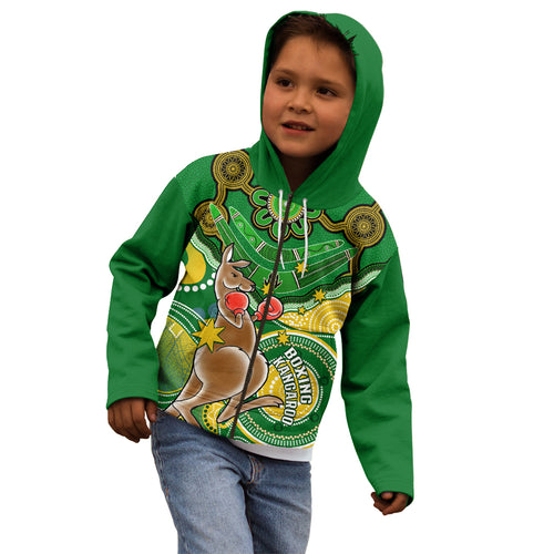 personalised-australia-boxing-kangaroo-kid-hoodie-aussie-indigenous-art-mix-national-color