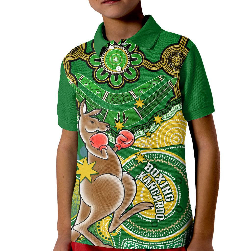 personalised-australia-boxing-kangaroo-kid-polo-shirt-aussie-indigenous-art-mix-national-color