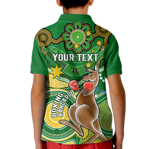 personalised-australia-boxing-kangaroo-kid-polo-shirt-aussie-indigenous-art-mix-national-color
