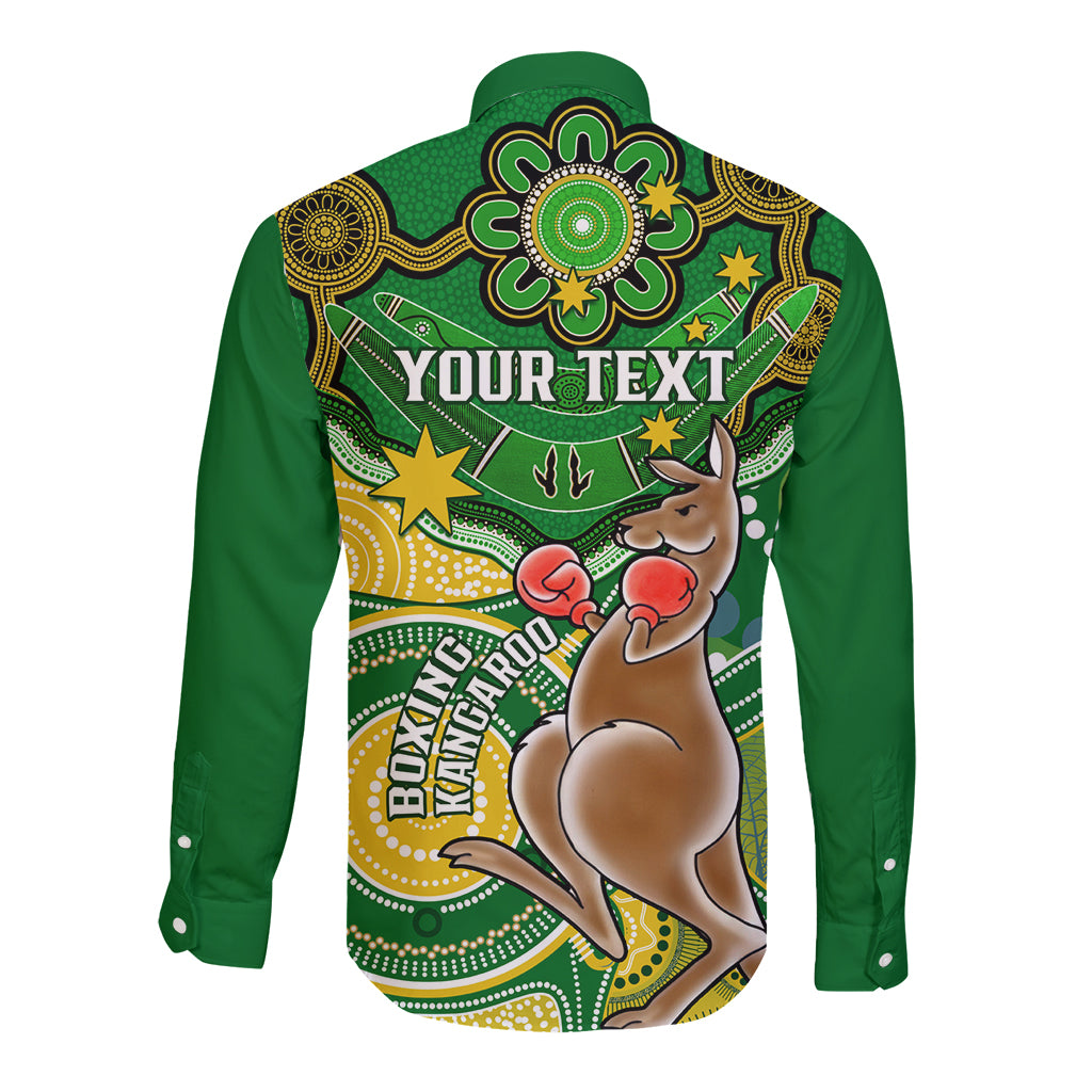 personalised-australia-boxing-kangaroo-long-sleeve-button-shirt-aussie-indigenous-art-mix-national-color