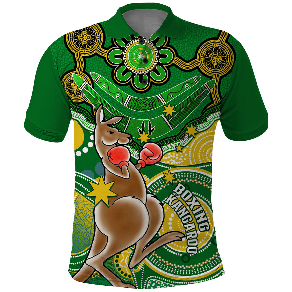 personalised-australia-boxing-kangaroo-polo-shirt-aussie-indigenous-art-mix-national-color