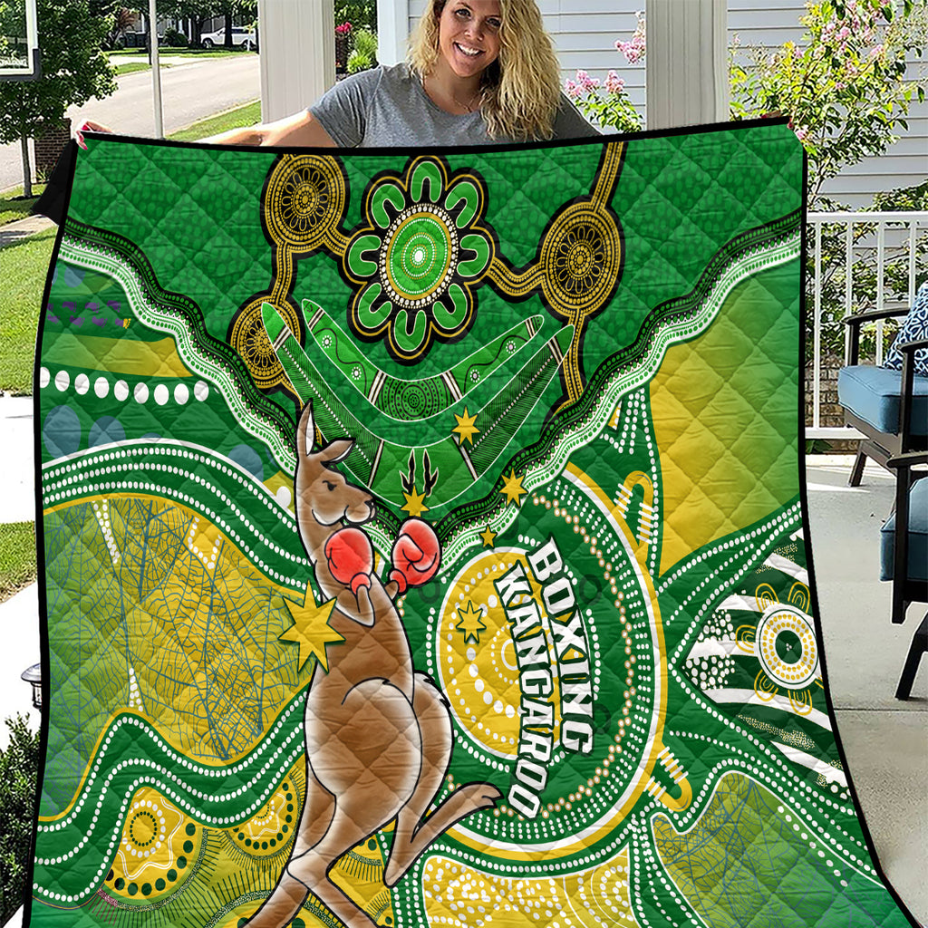 personalised-australia-boxing-kangaroo-quilt-aussie-indigenous-art-mix-national-color