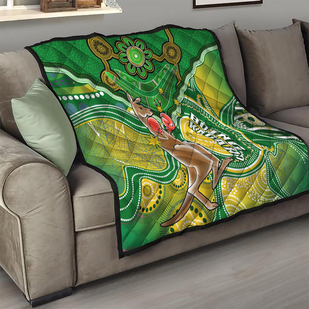 personalised-australia-boxing-kangaroo-quilt-aussie-indigenous-art-mix-national-color