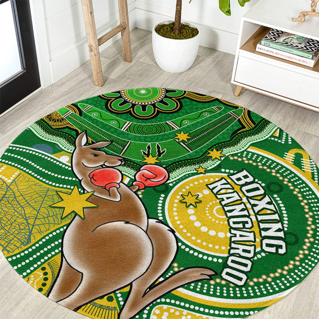personalised-australia-boxing-kangaroo-round-carpet-aussie-indigenous-art-mix-national-color