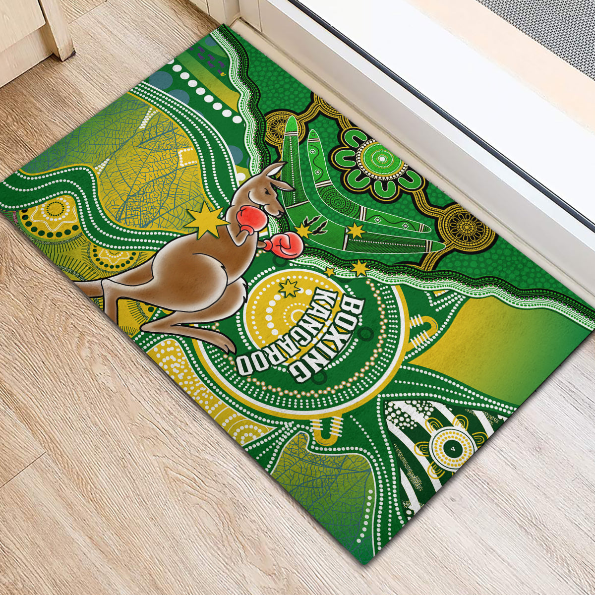 personalised-australia-boxing-kangaroo-rubber-doormat-aussie-indigenous-art-mix-national-color