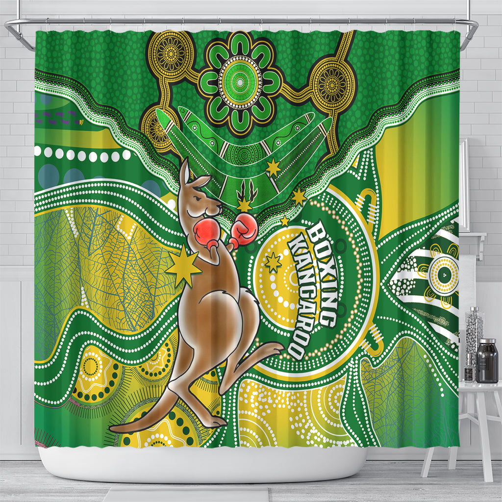 personalised-australia-boxing-kangaroo-shower-curtain-aussie-indigenous-art-mix-national-color