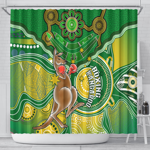 personalised-australia-boxing-kangaroo-shower-curtain-aussie-indigenous-art-mix-national-color