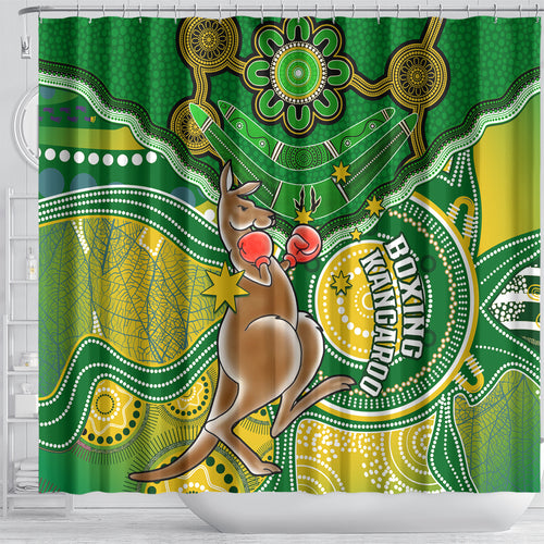 personalised-australia-boxing-kangaroo-shower-curtain-aussie-indigenous-art-mix-national-color
