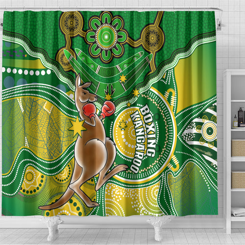 personalised-australia-boxing-kangaroo-shower-curtain-aussie-indigenous-art-mix-national-color