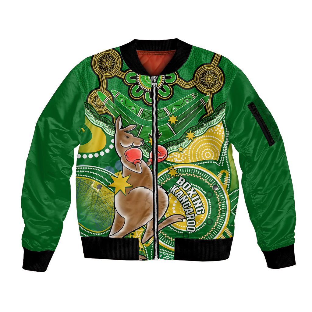 personalised-australia-boxing-kangaroo-sleeve-zip-bomber-jacket-aussie-indigenous-art-mix-national-color
