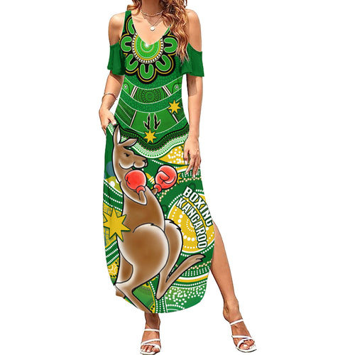 personalised-australia-boxing-kangaroo-summer-maxi-dress-aussie-indigenous-art-mix-national-color