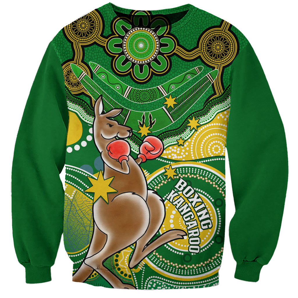 personalised-australia-boxing-kangaroo-sweatshirt-aussie-indigenous-art-mix-national-color