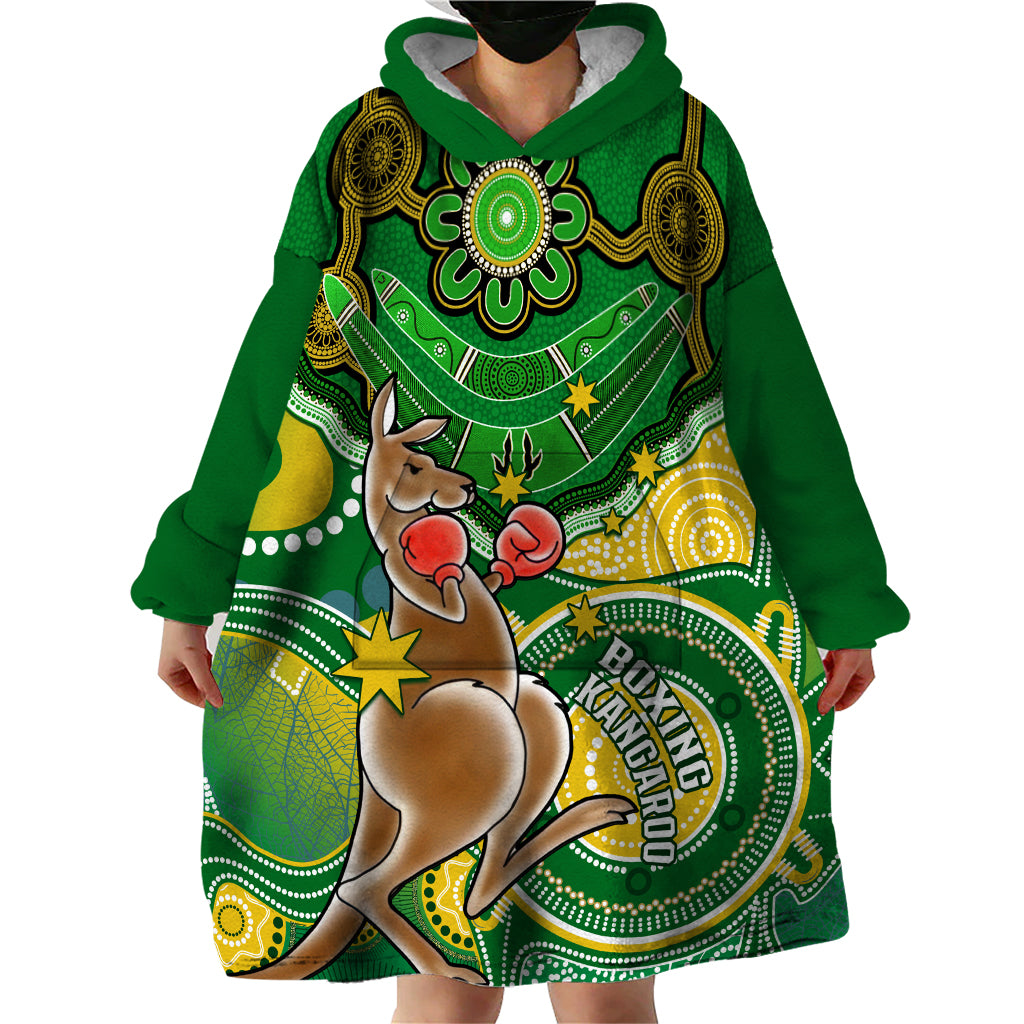 personalised-australia-boxing-kangaroo-wearable-blanket-hoodie-aussie-indigenous-art-mix-national-color