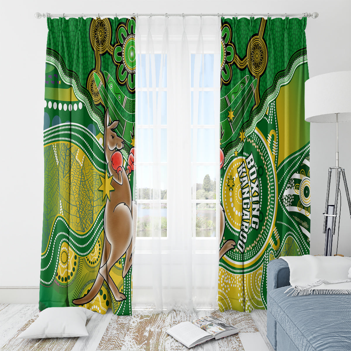 personalised-australia-boxing-kangaroo-window-curtain-aussie-indigenous-art-mix-national-color