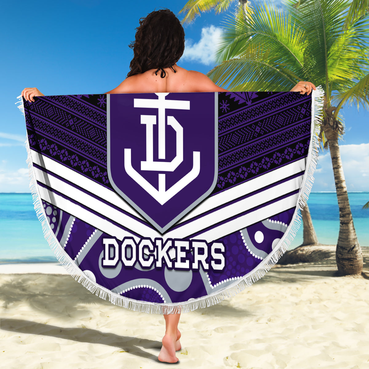 custom-dockers-football-christmas-beach-blanket-merry-xmas-2023-mix-aboriginal-art