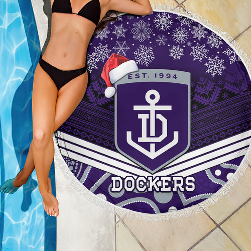 custom-dockers-football-christmas-beach-blanket-merry-xmas-2023-mix-aboriginal-art